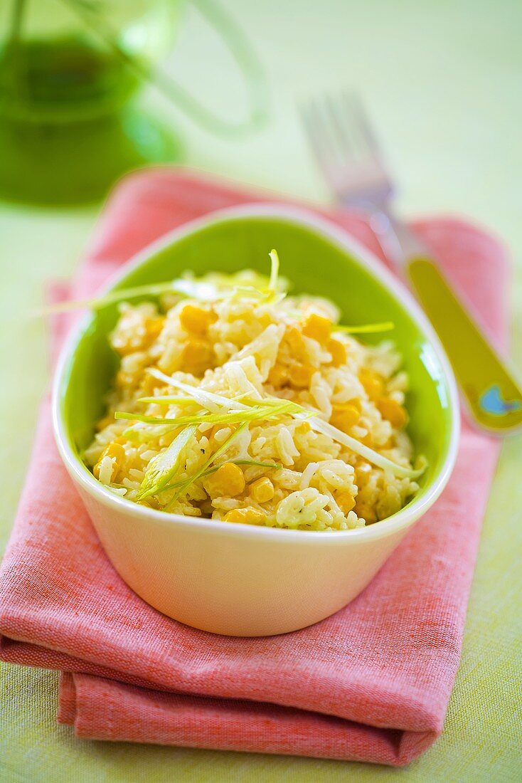 Rice and sweetcorn salad in a bowl