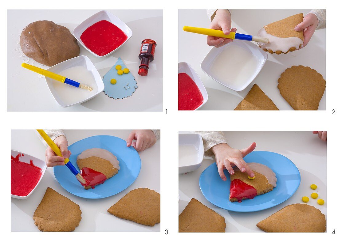 Decorating a Father Christmas biscuit