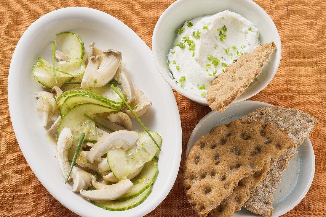 Cucumber and oyster mushroom salad