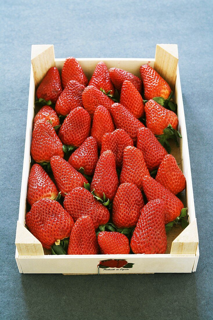 Steige mit frischen Erdbeeren