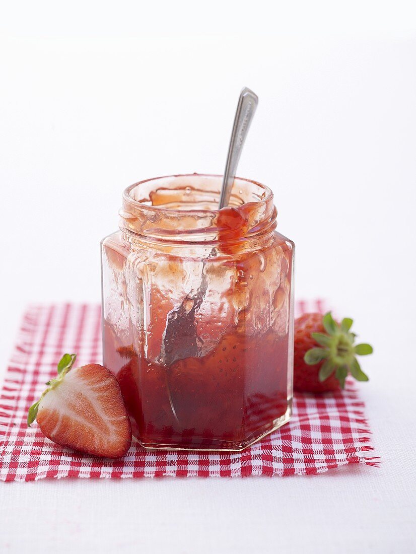 Strawberry jam in jam jar