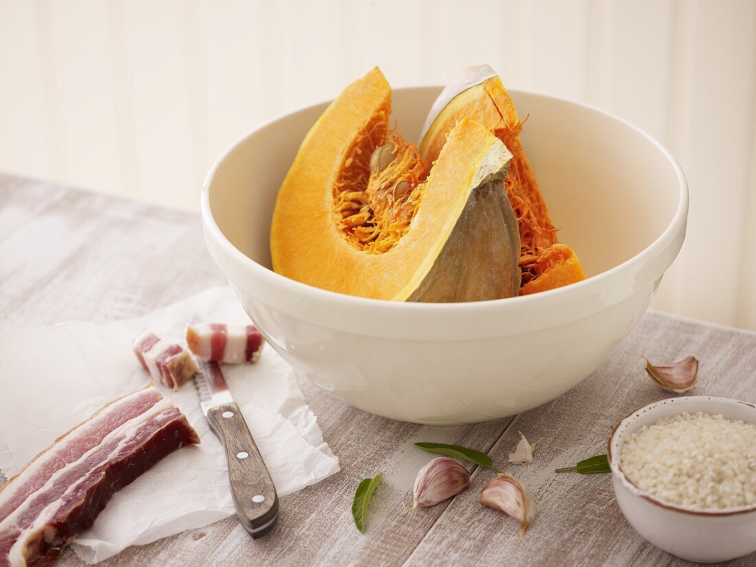 Ingredients for pumpkin risotto