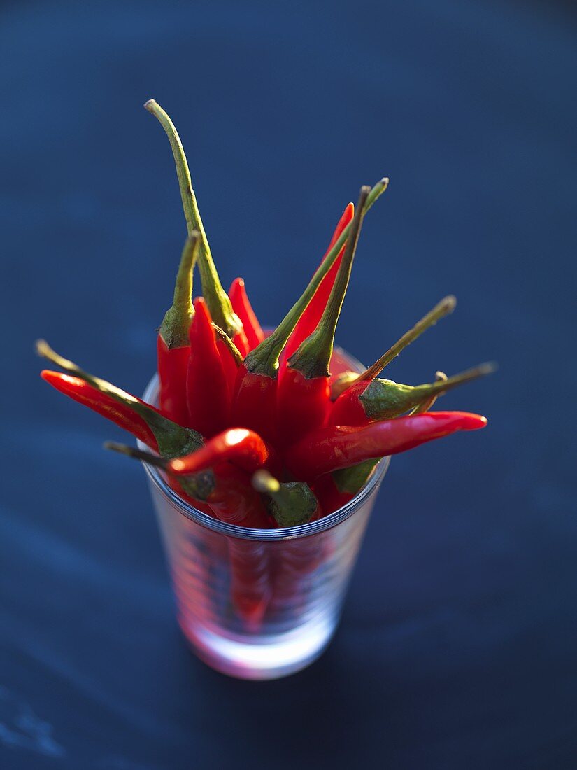 Red chillies in a glass