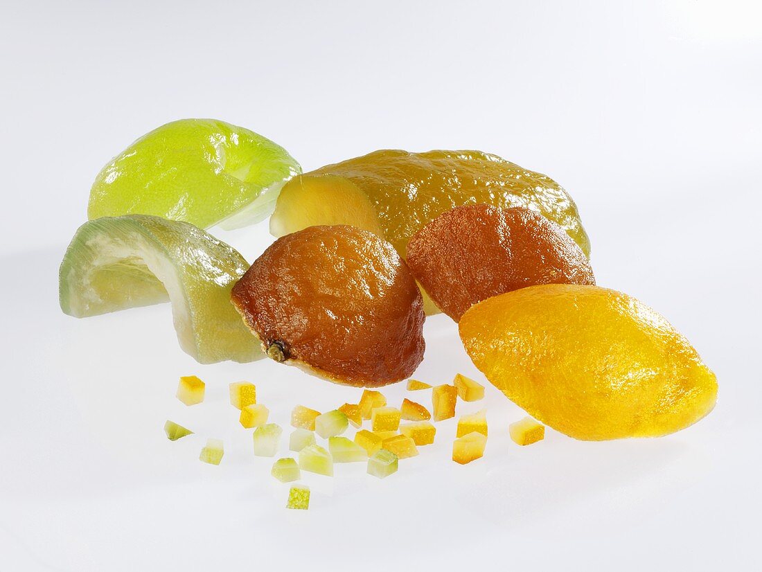 Kandierte Zitrusfrüchte, Orangeat und Zitronat