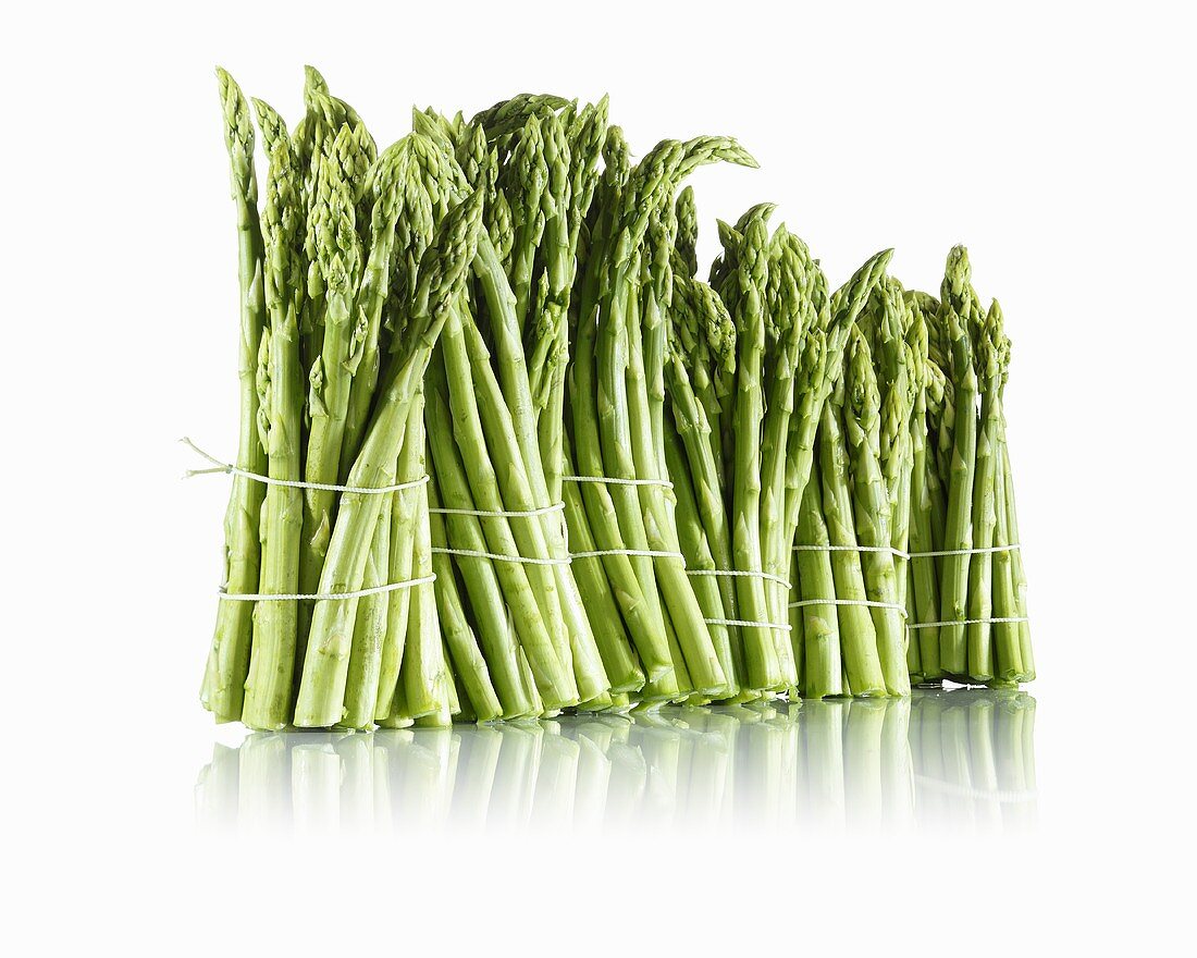 Bundles of green asparagus