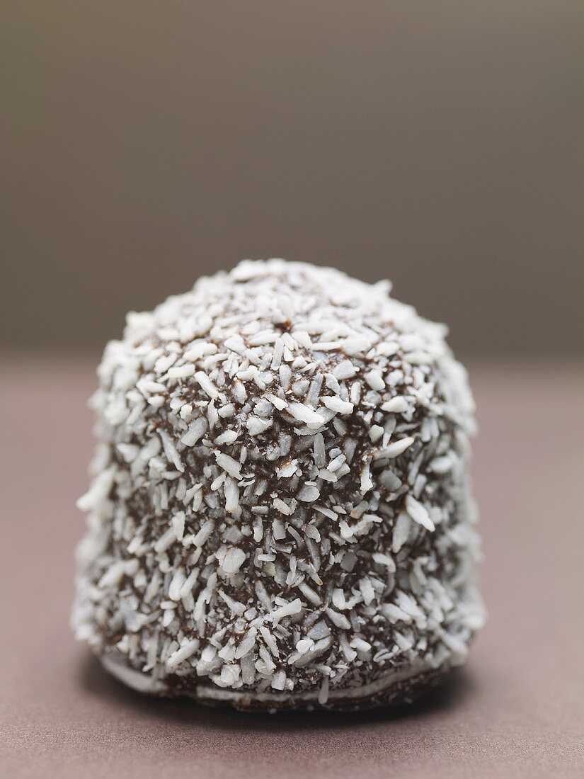Chocolate teacake covered in grated coconut