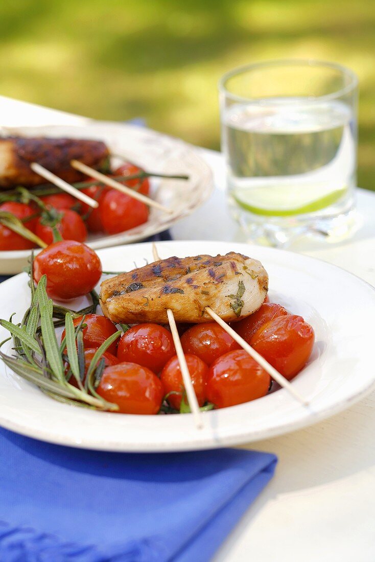 Grilled chicken breast with cherry tomatoes