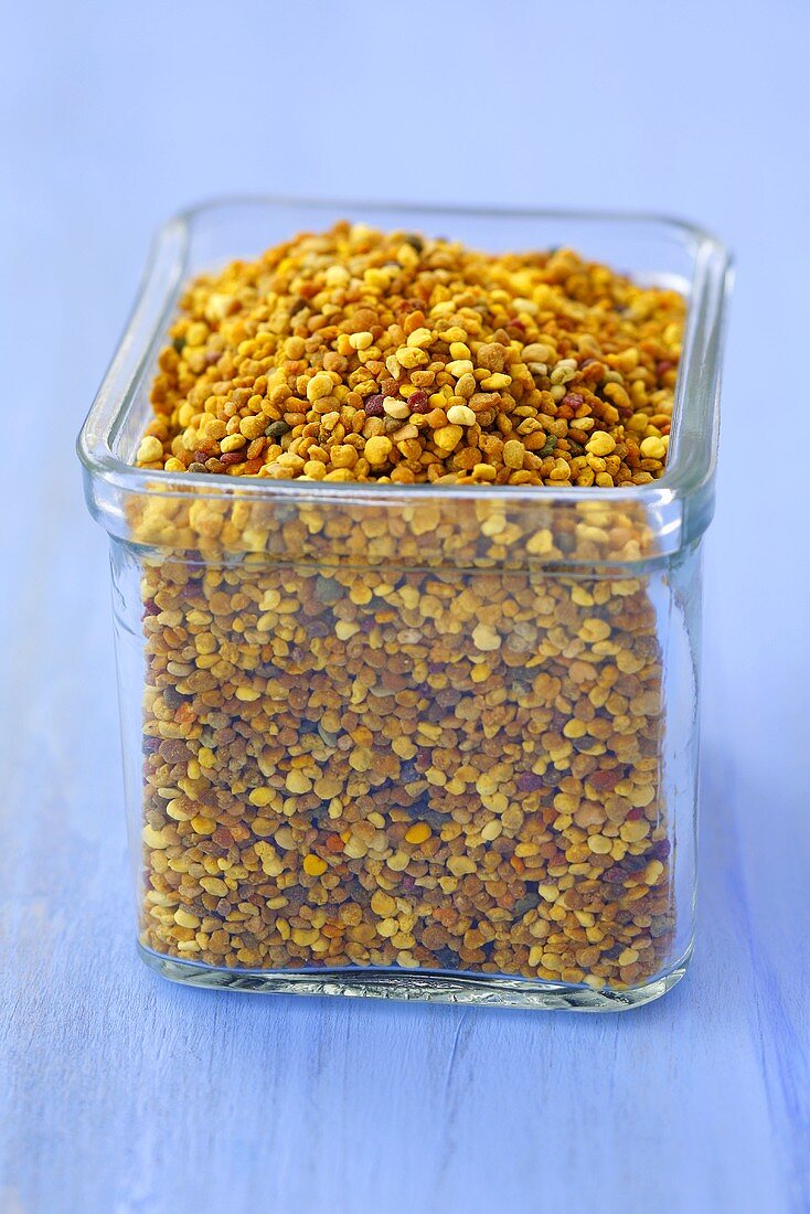 Pollen in a glass jar