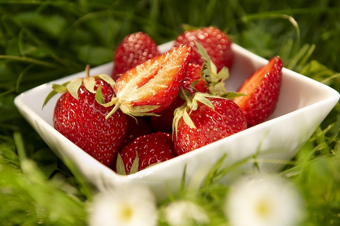 Strawberries in a small dish