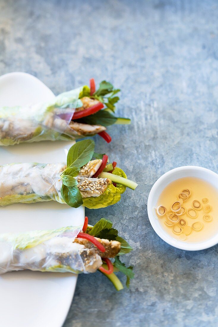 Haddock wraps with spicy sauce