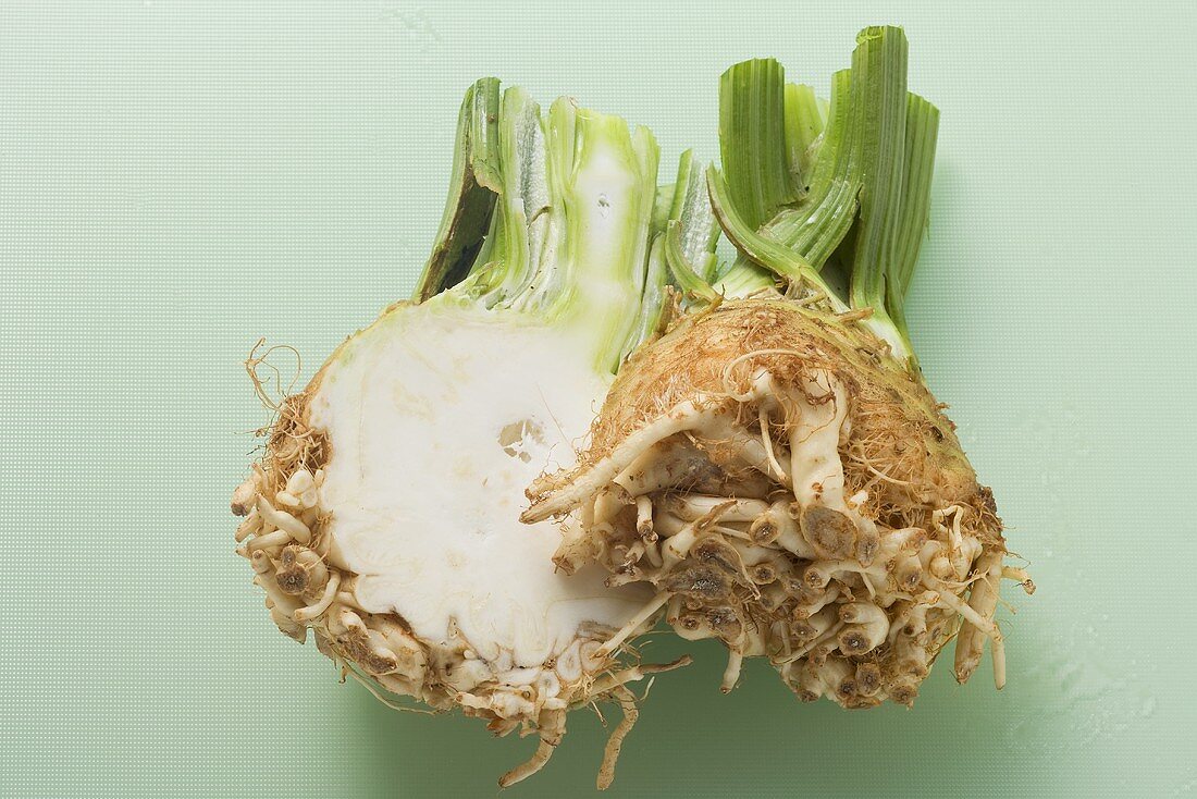 Halved celeriac