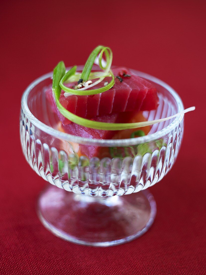 Sashimi in glass