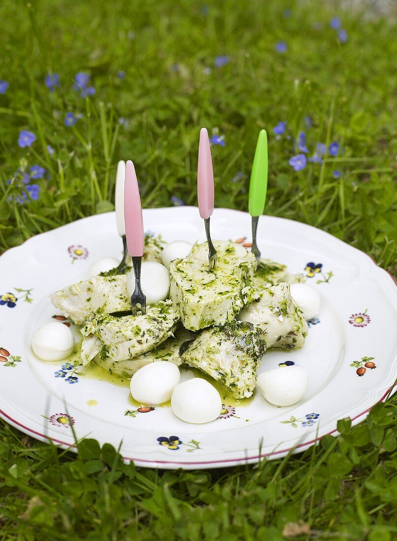 Hähnchenbrust mit Pesto und Minimozzarella