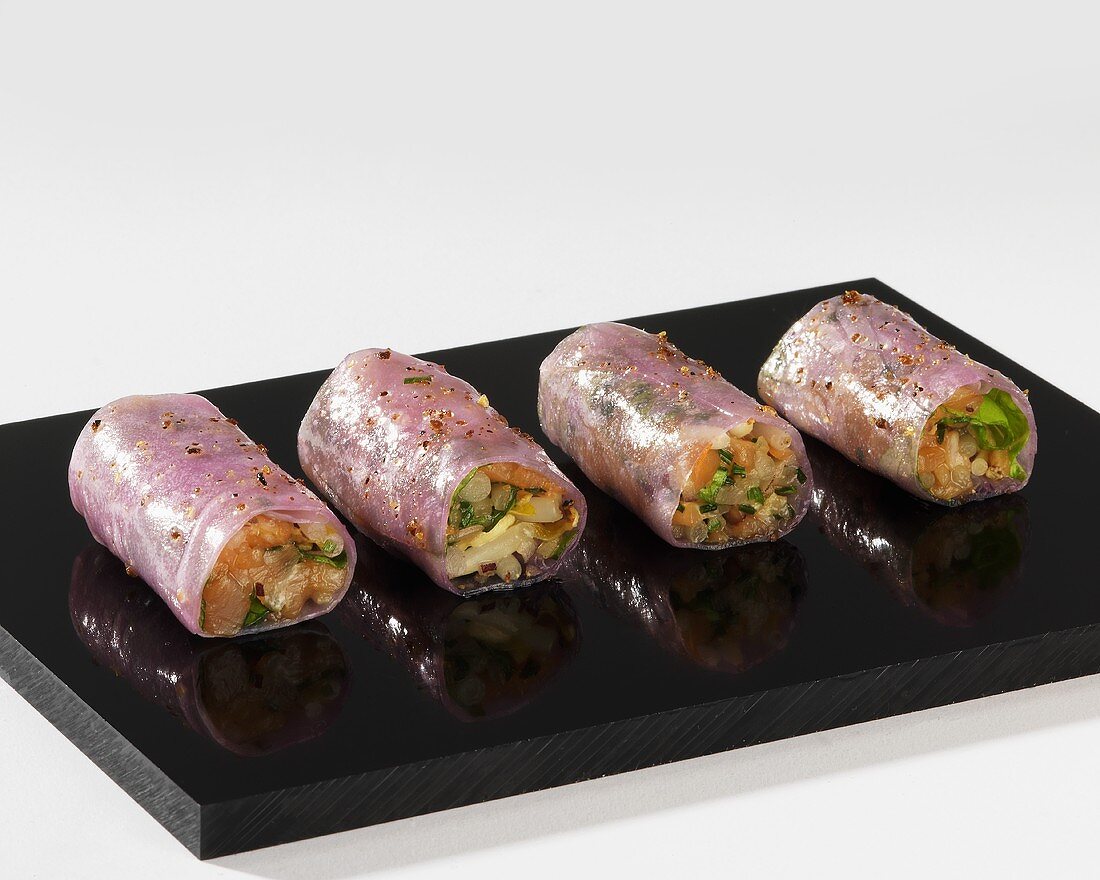 Salmon and soya sprout rolls