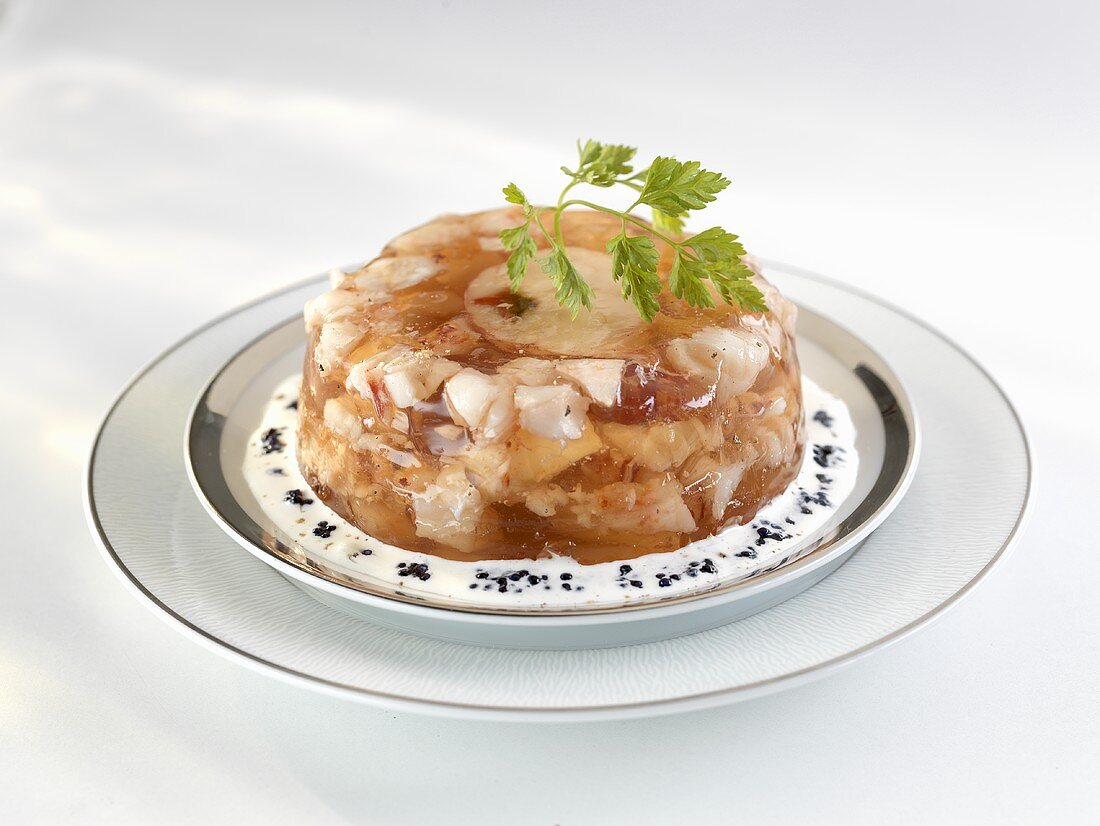 Chicken in aspic with parsley