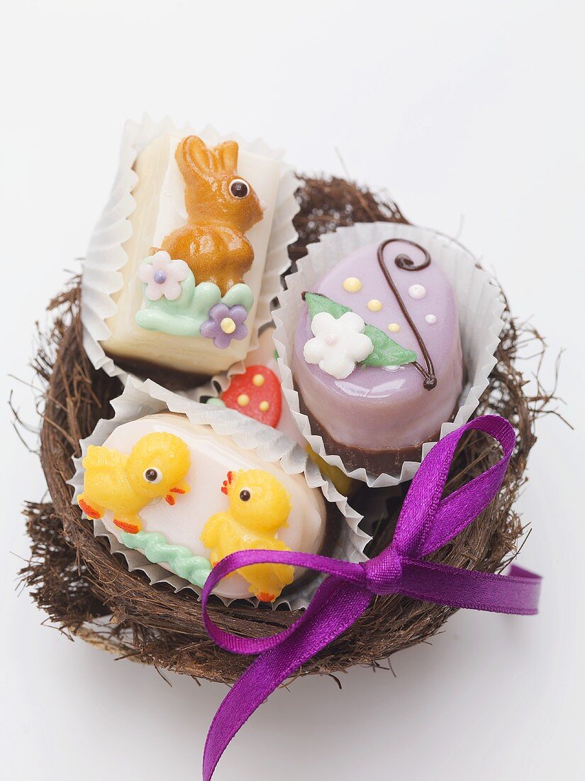 Petit fours in an Easter nest