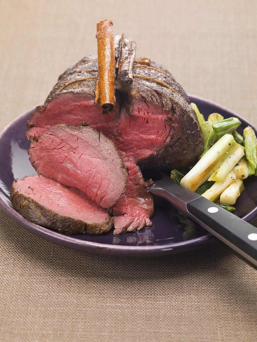 Roast beef with spices and vegetables