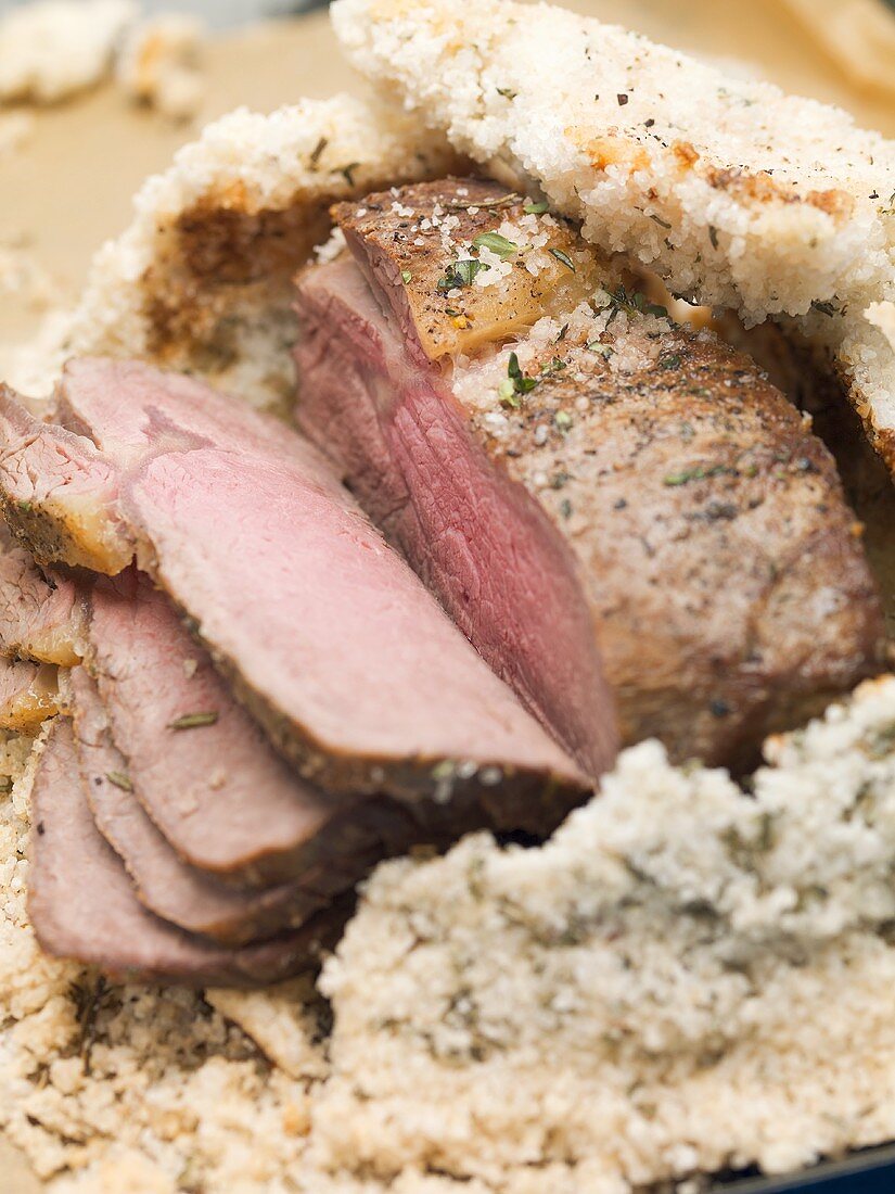 Roast lamb in salt crust