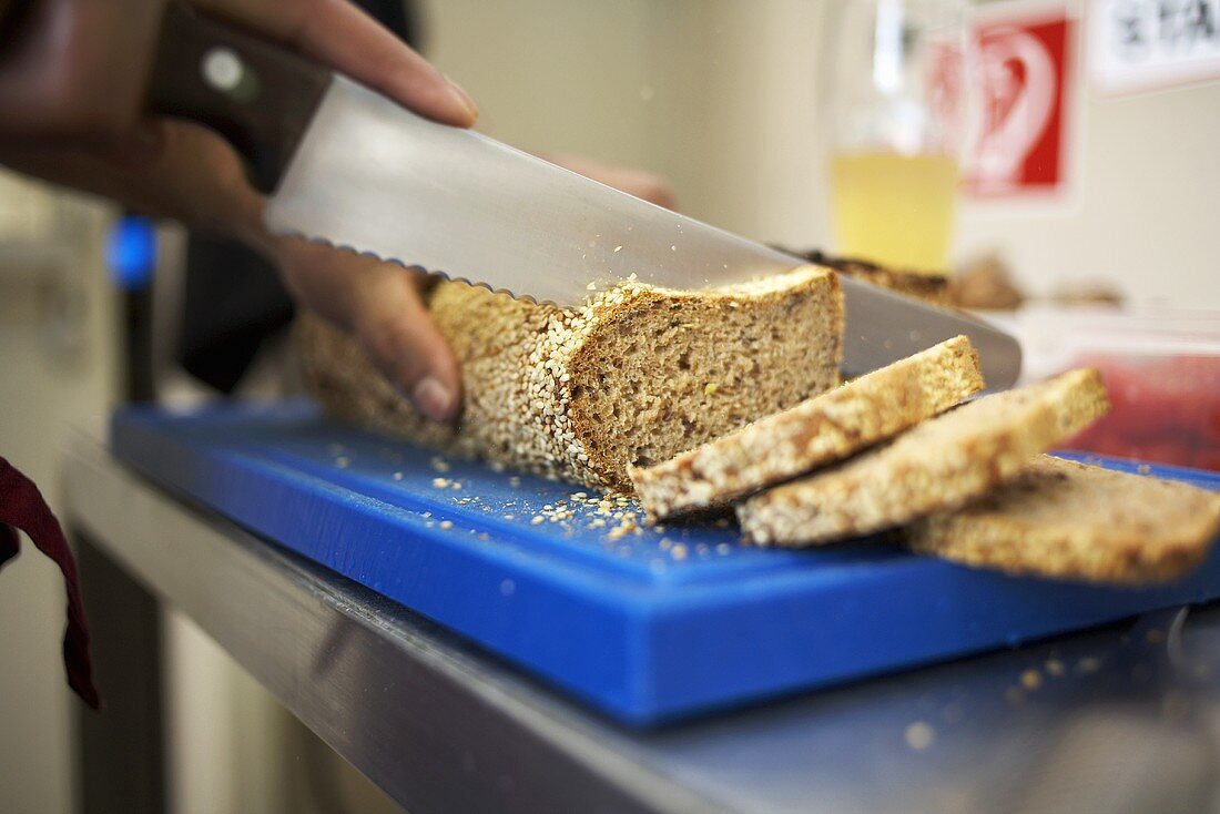 Slicing wholemeal bread