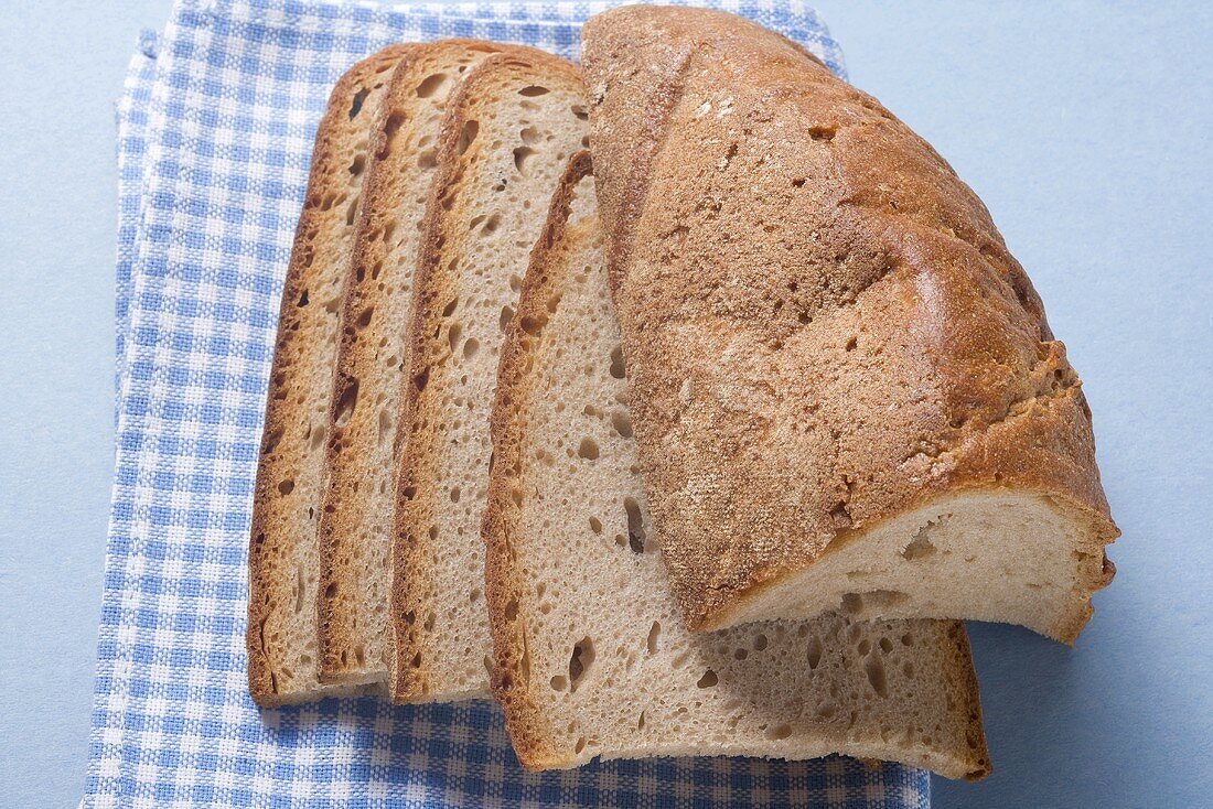 Mixed wheat and rye bread, partly sliced
