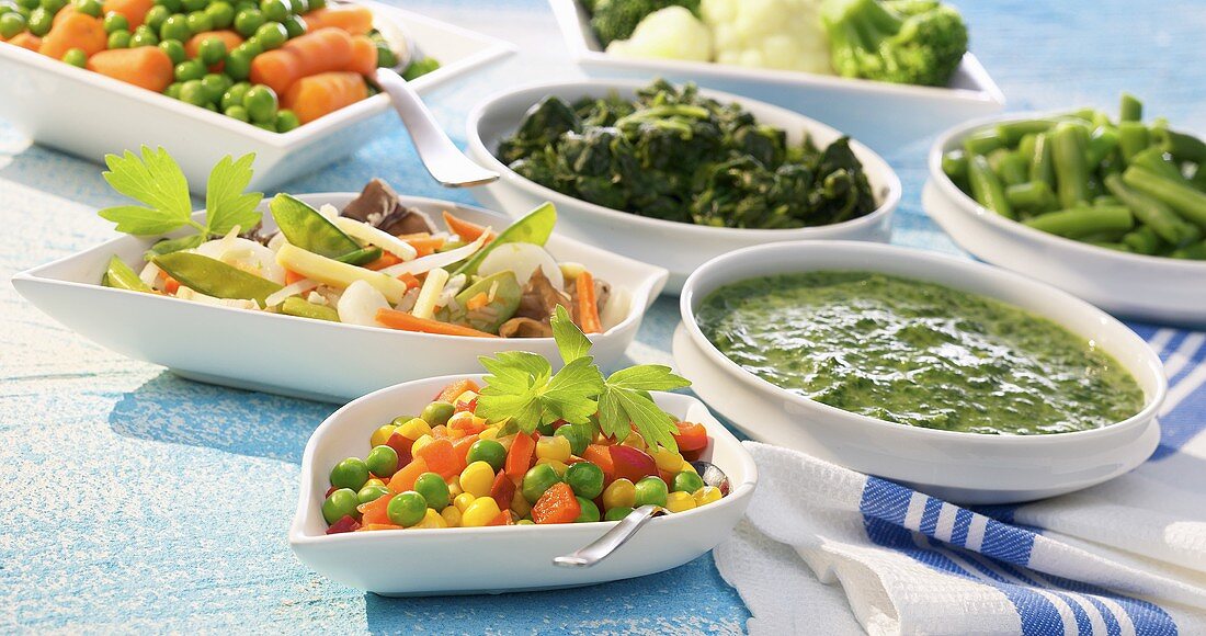 Various types of frozen vegetables