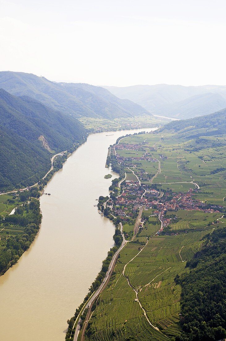 Die Donau bei Weissenkirchen, Weinort der Wachau, Österreich