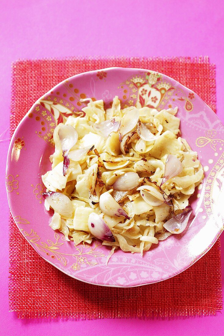 Lazanki (pasta with cabbage and onions, Poland)