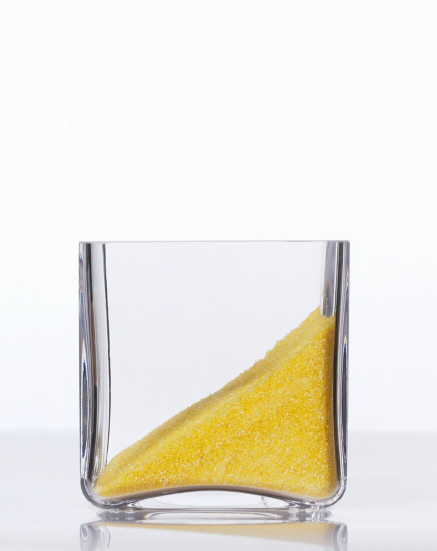 Cornmeal in a square glass