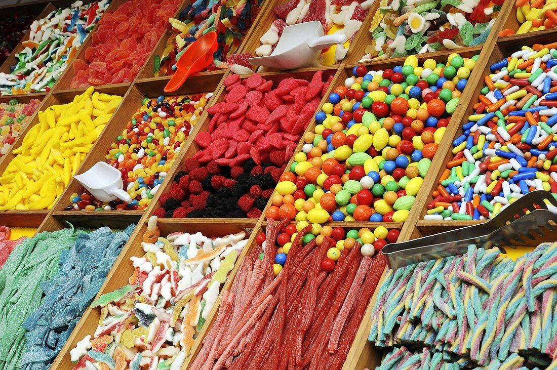 Assorted sweets on a market stall