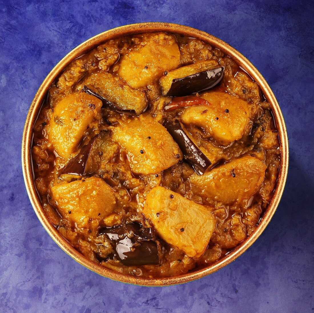 Indian aubergine and potato curry