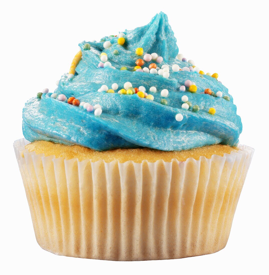 Cupcake mit blauer Zuckerglasur