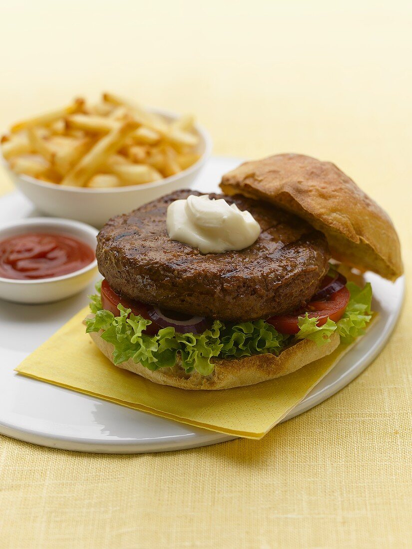 Hamburger and chips