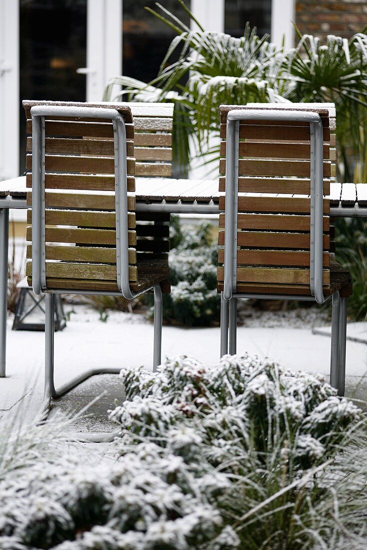 Terrace with hoar frost