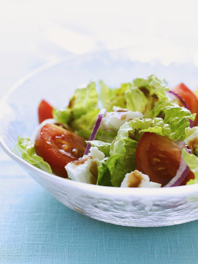 Blattsalat mit Tomaten und Ziegenkäse