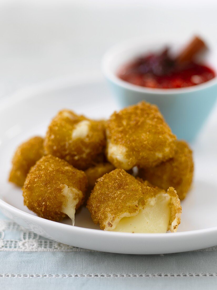 Deep-fried Brie with cranberries