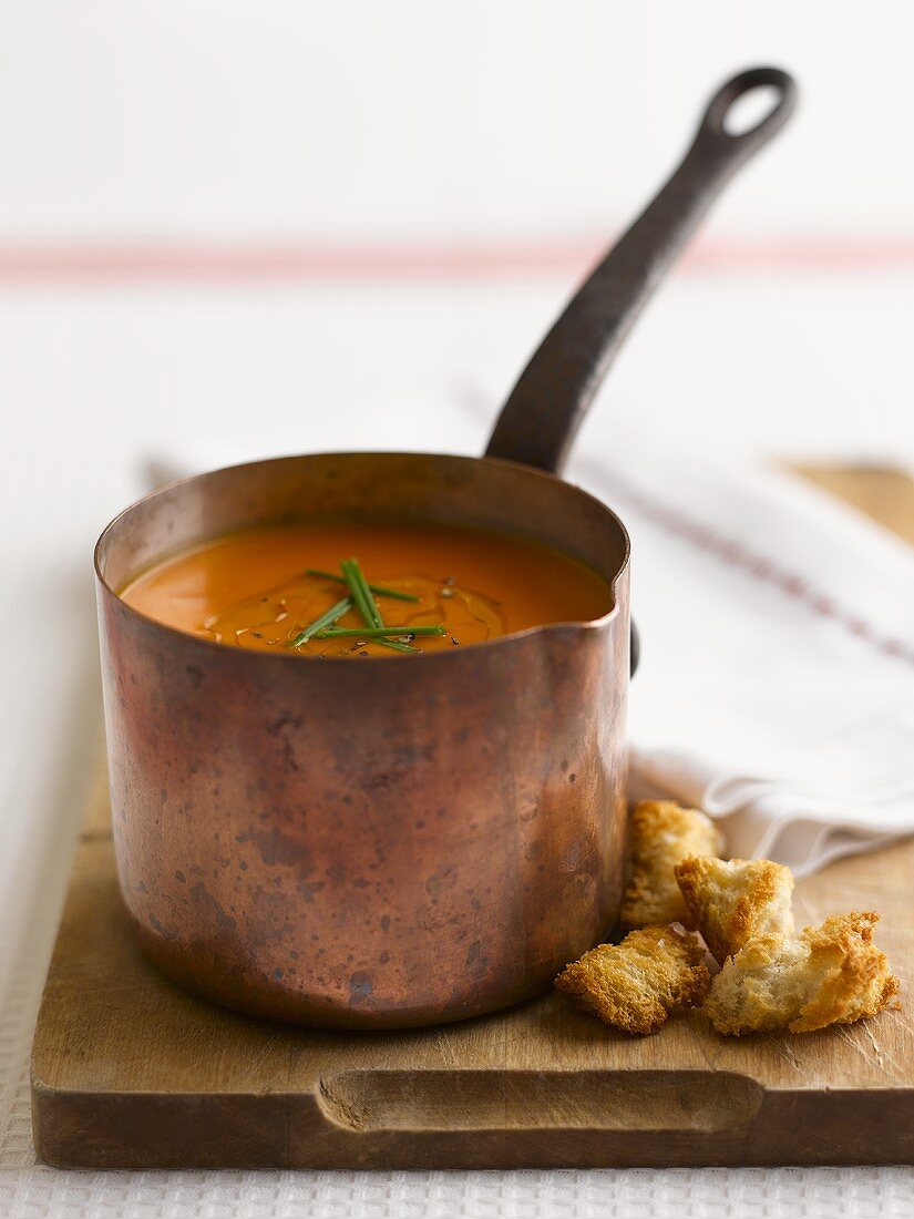 Tomato soup in a pan