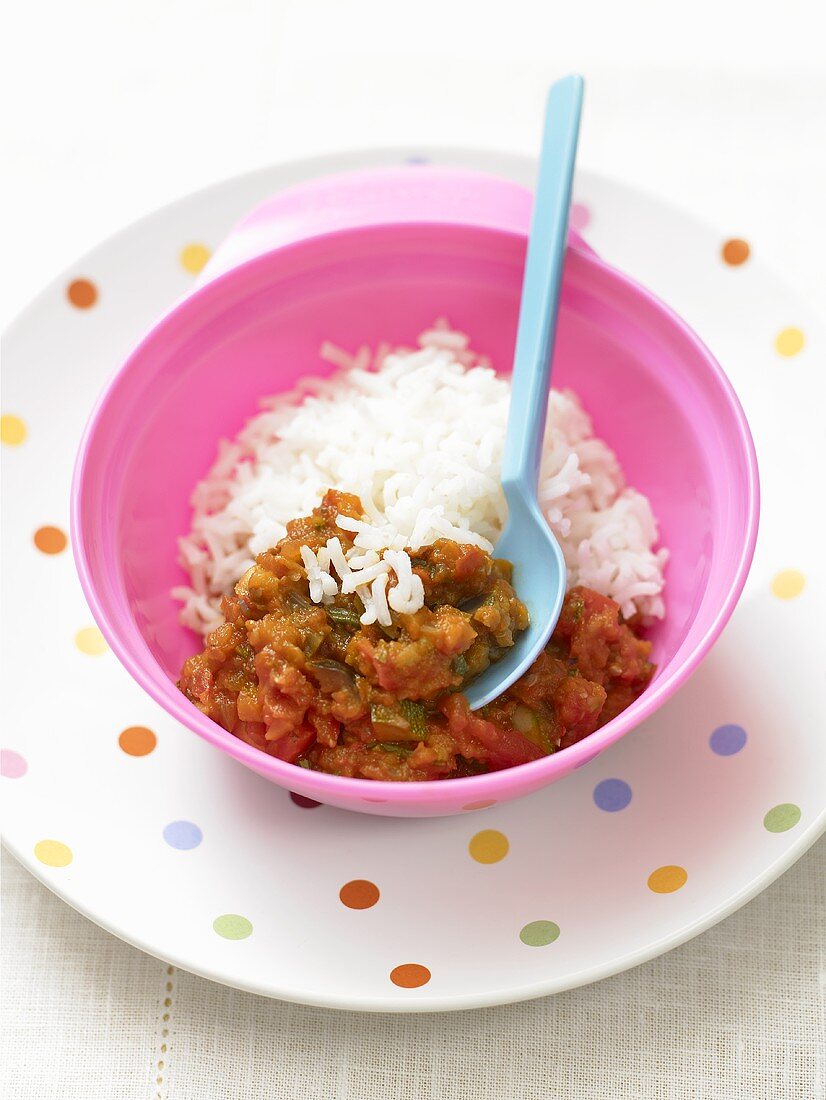 Ratatouille mit Reis für Kinder