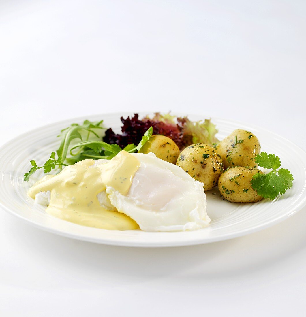 Pochiertes Ei mit Sauce Bearnaise und Petersilienkartoffeln