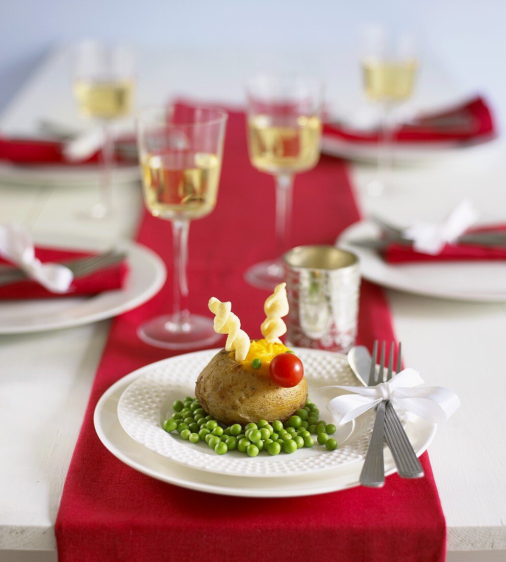 Baked Potatoe mit Tiergesicht für Kinder (weihnachtlich)