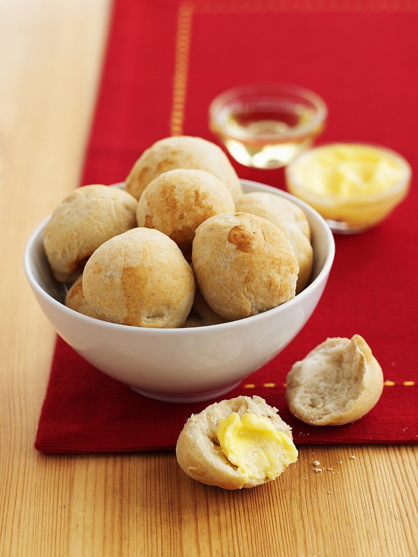 Bread rolls with butter