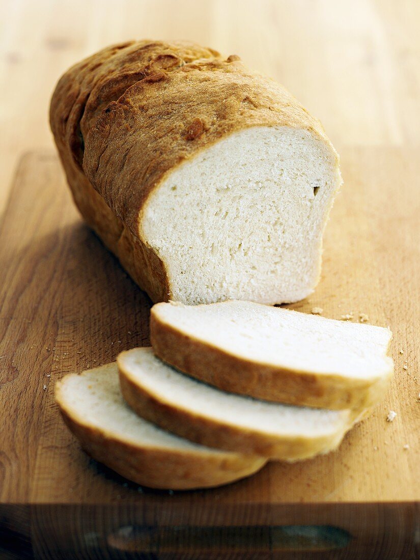 White bread, partly sliced