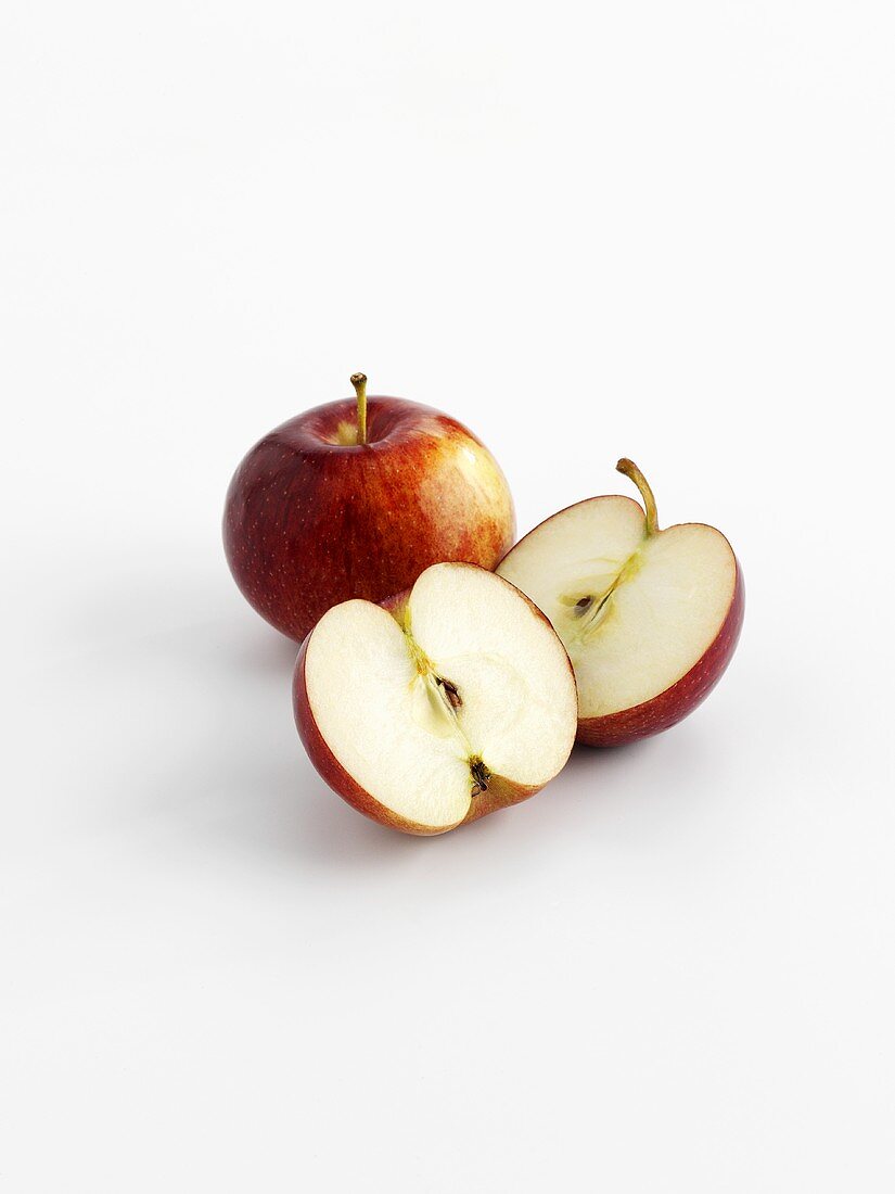 Red Apples, whole and cut in half