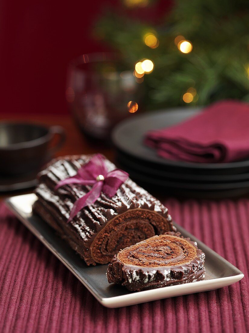 Schokoladenrolle zu Weihnachten