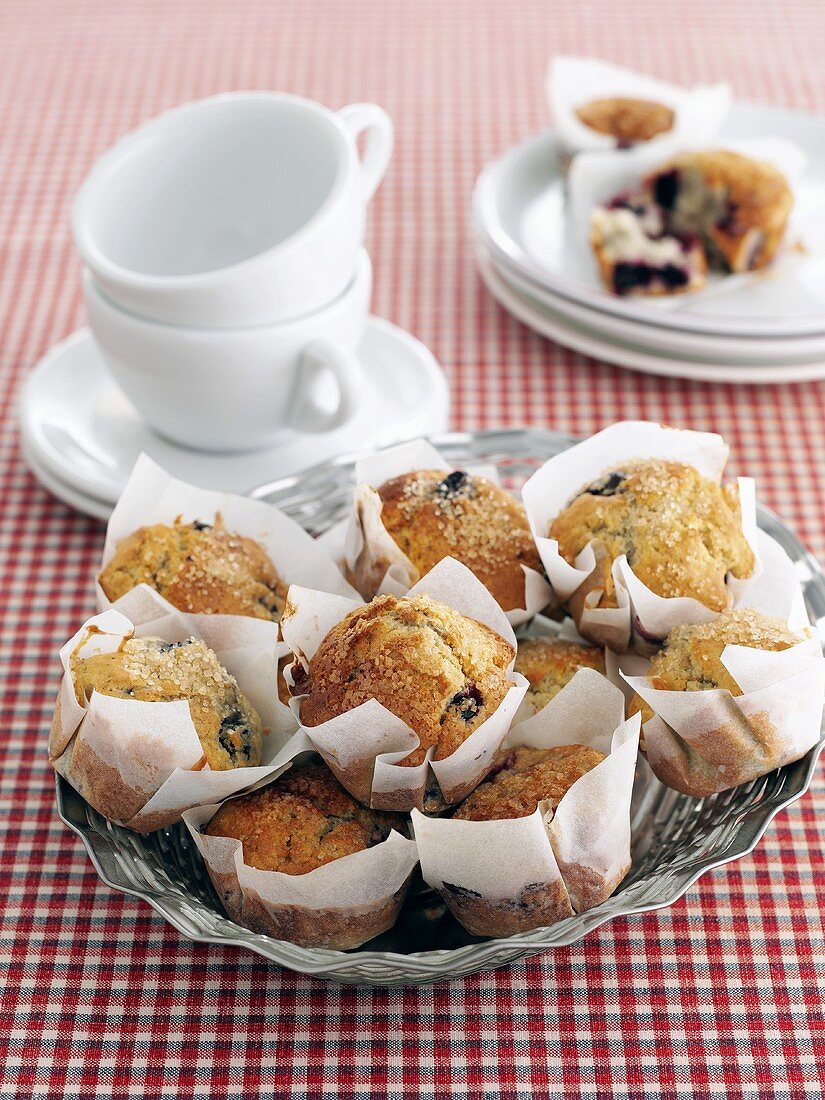 Berry muffins, wrapped in paper