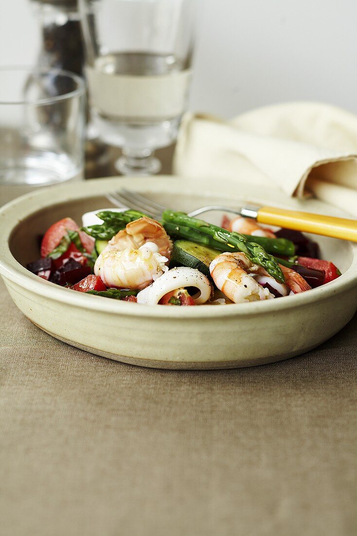 Seafood salad with Spring vegetables