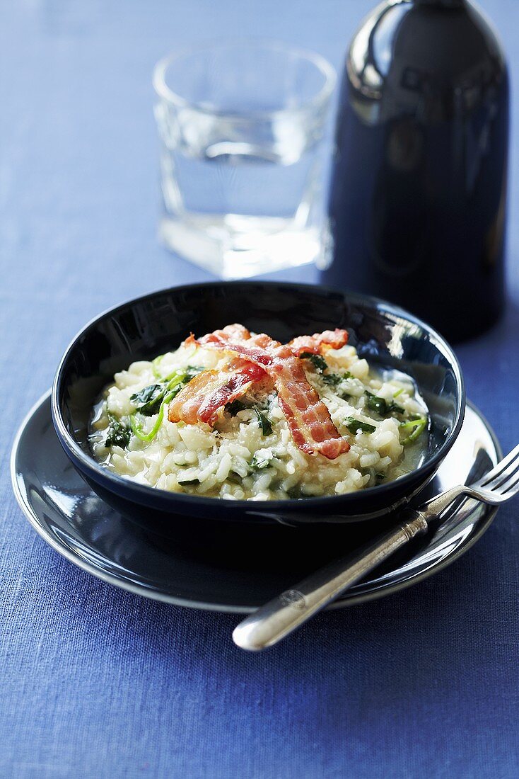 Watercress risotto with pancetta