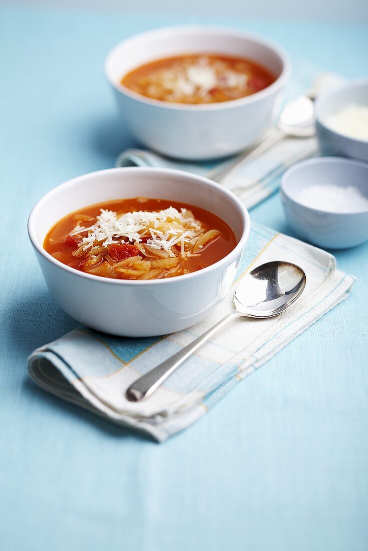 Tomato soup with parmesan cheese