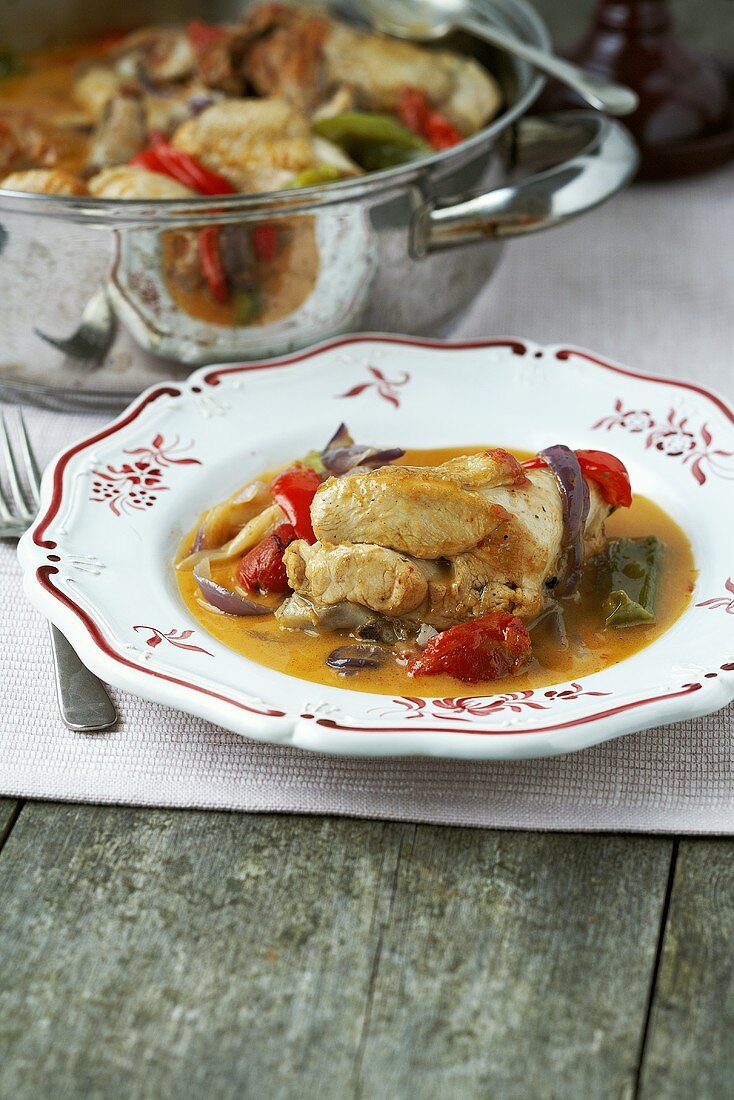 Pollo alla romana (Chicken in vegetable sauce, Italy)