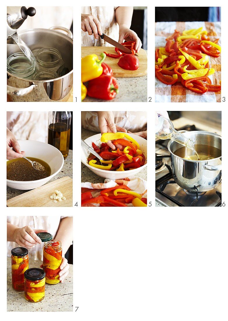 Pickling red and yellow peppers