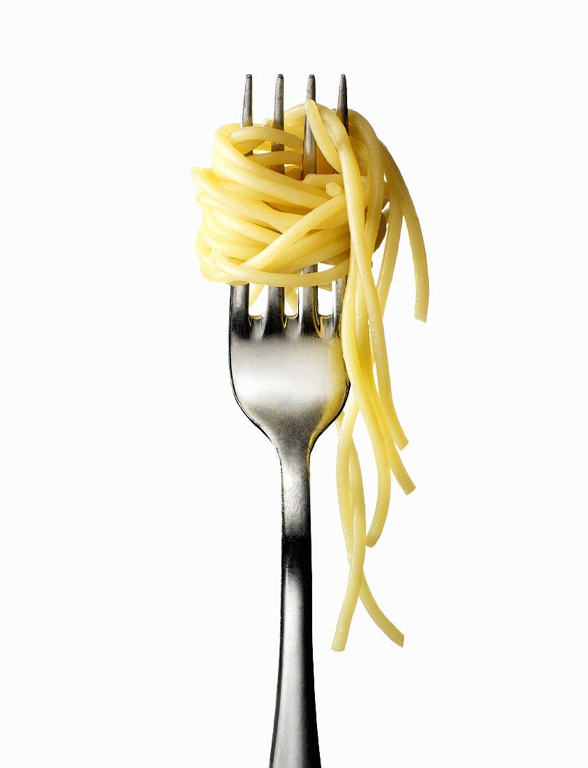 Gabel, mit Spaghetti umwickelt